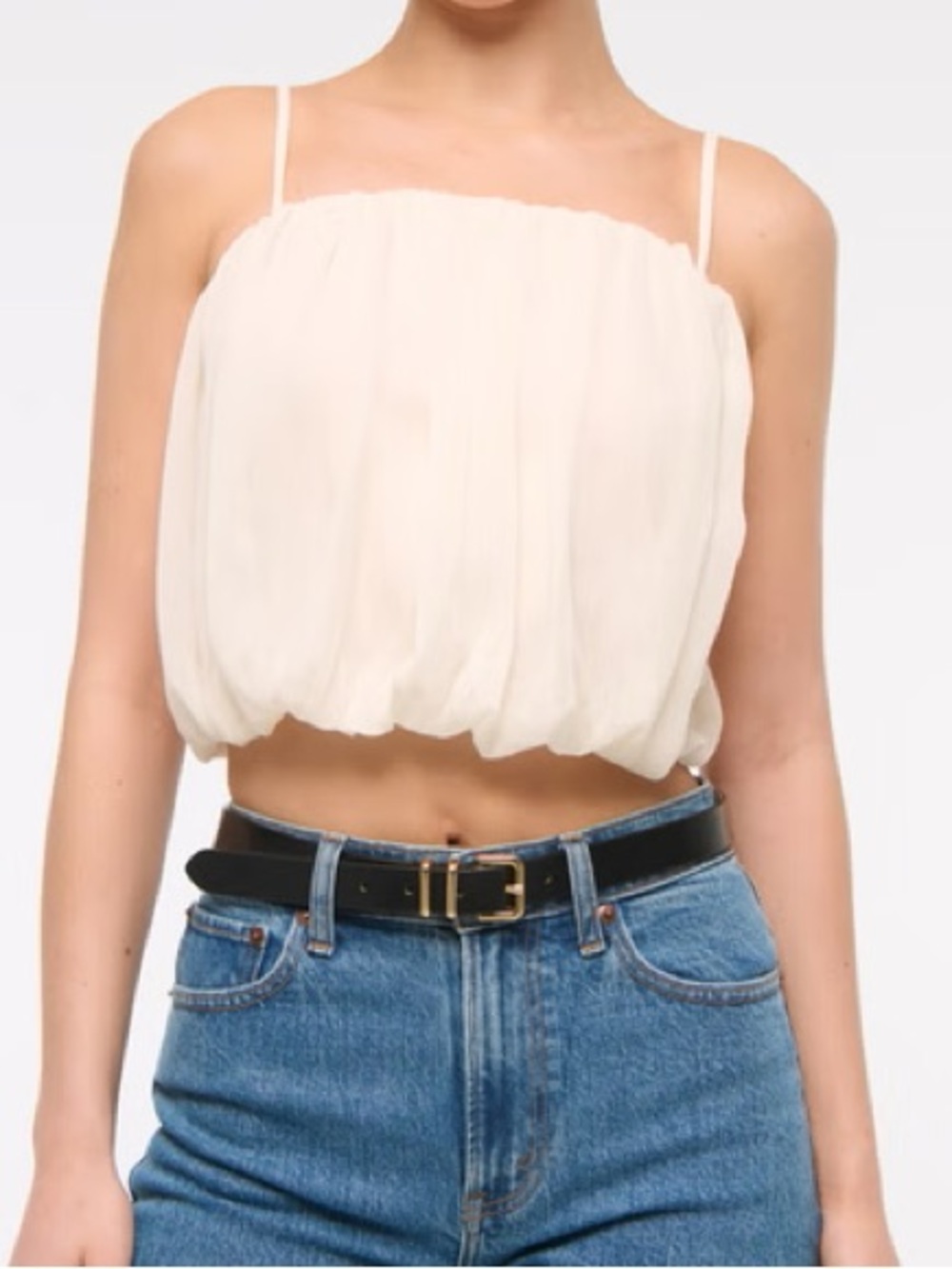 A&F Bubble Hem Cami in Cream XS